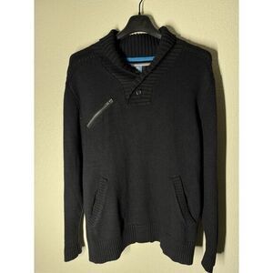 Darring USA Premium Dry Goods Sweater Black Cotton Wool‎ Blend Button collar XL